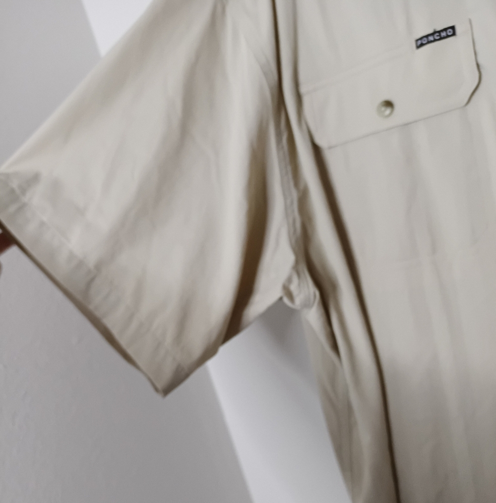 Men's Poncho Magnetic Pocket Regular Fit Short Sleeve Button Front Shirt Outdoor - Picture 4 of 10